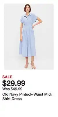 Old Navy Old Navy Pintuck-Waist Midi Shirt Dress offer