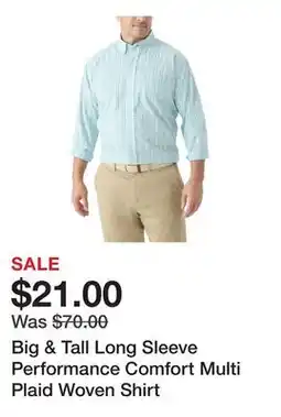 Belk Big & Tall Long Sleeve Performance Comfort Multi Plaid Woven Shirt offer