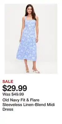 Old Navy Old Navy Fit & Flare Sleeveless Linen-Blend Midi Dress offer