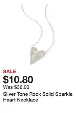 Belk Silver Tone Rock Solid Sparkle Heart Necklace offer