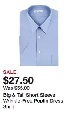 Belk Big & Tall Short Sleeve Wrinkle-Free Poplin Dress Shirt offer