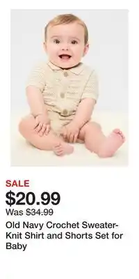 Old Navy Old Navy Crochet Sweater-Knit Shirt and Shorts Set for Baby offer