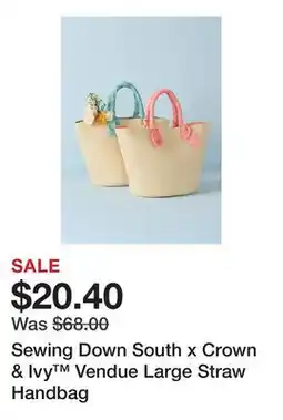 Belk Sewing Down South x Crown & Ivy Vendue Large Straw Handbag offer