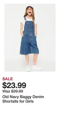 Old Navy Old Navy Baggy Denim Shortalls for Girls offer