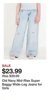 Old Navy Old Navy Mid-Rise Super Baggy Wide-Leg Jeans for Girls offer