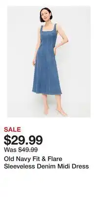 Old Navy Old Navy Fit & Flare Sleeveless Denim Midi Dress offer