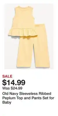 Old Navy Old Navy Sleeveless Ribbed Peplum Top and Pants Set for Baby offer