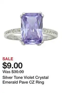 Belk Silver Tone Violet Crystal Emerald Pave CZ Ring offer