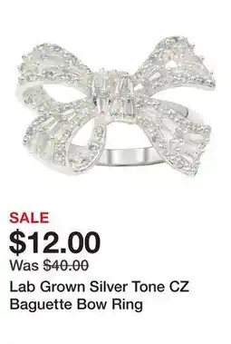 Belk Lab Grown Silver Tone CZ Baguette Bow Ring offer