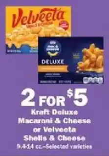 Schnucks Kraft deluxe macaroni & cheese or velveeta cheese offer