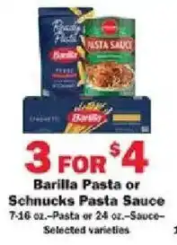 Schnucks Barilla Pasta or Schnucks Pasta Sauce offer