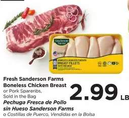 Food 4 Less Fresh Sanderson Farms Boneless Chicken Breast or Pork Spareribs offer