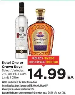 Food 4 Less Ketel One or Crown Royal offer