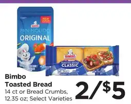 Food 4 Less Bimbo Toasted Bread 14 ct or Bread Crumbs, 12.35 oz offer
