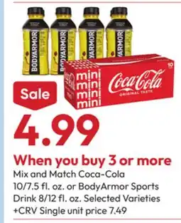 Stater Bros Coca-Cola 10/7.5 fl. oz. or BodyArmor Sports Drink 8/12 fl. oz offer