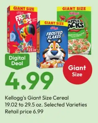 Stater Bros Kellogg's Giant Size Cereal offer