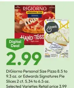 Stater Bros DiGiorno Personal Size Pizza 8.5 to 9.3 oz. or Edwards Signatures Pie Slices 2 ct. 5.34 to 6.5 oz offer