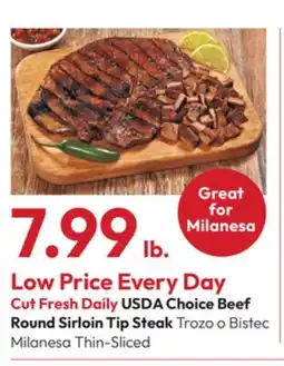 Stater Bros USDA Choice Beef Round Sirloin Tip Steak offer