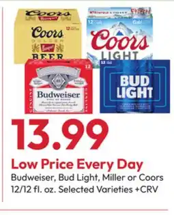 Stater Bros Budweiser, Bud Light, Miller or Coors offer