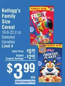 Smart & Final Kellogg's Family Size Cereal offer