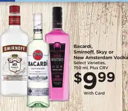 Ralphs Bacardi, Smirnoff, Skyy or New Amsterdam Vodka offer