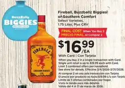 Ralphs Fireball, Buzzballz Biggies or Southern Comfort offer