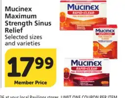 Pavilions Mucinex Maximum Strength Sinus Relief offer