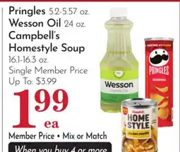 Pavilions Pringles 5.2-5.57 oz. Wesson Oil 24 oz. Campbell's Homestyle Soup 16.1-16.3 oz offer