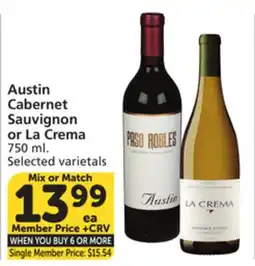 Albertsons Austin Cabernet Sauvignon or La Crema offer