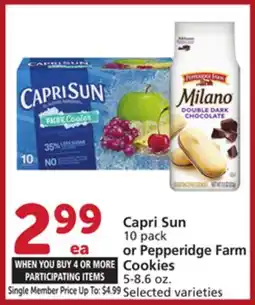 Albertsons Capri Sun 10 pack or Pepperidge Farm Cookies 5-8.6 oz offer