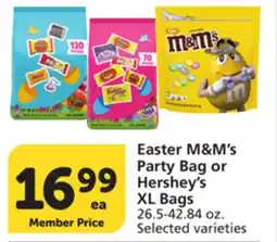 Albertsons Easter M&M's Party Bag or Hershey's XL Bags offer
