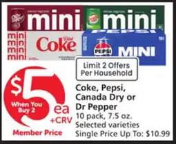 Albertsons Coke, Pepsi, Canada Dry or Dr Pepper offer