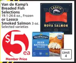 Albertsons Van de Kamp's Breaded Fish Selections 19.1-24.6 oz., Frozen or Lassco Smoked Salmon 3 oz offer