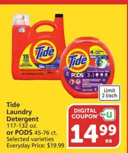 Vons Tide Laundry Detergent 117-132 oz. or PODS 45-76 ct offer