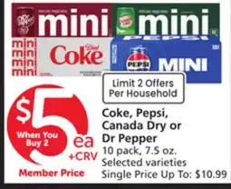 Vons Coke, Pepsi, Canada Dry or Dr Pepper offer