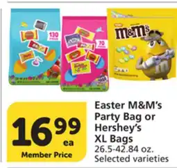 Vons Easter M&M's Party Bag or Hershey's XL Bags offer