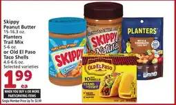 Vons Skippy Peanut Butter 15-16.3 oz. Planters Trail Mix 5-6 oz. or Old El Paso Taco Shells 4.6-6.6 oz offer