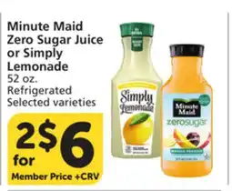 Vons Minute Maid Zero Sugar Juice or Simply Lemonade offer