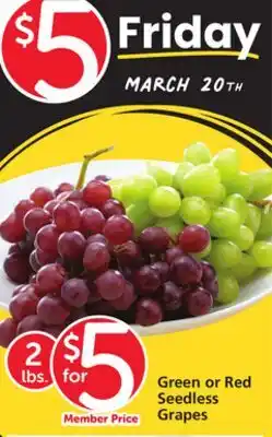 Vons Green or Red Seedless Grapes offer