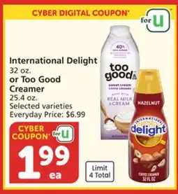 Vons International Delight 32 oz. or Too Good Creamer 25.4 oz offer