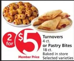Vons Turnovers 4 ct. or Pastry Bites 18 ct offer