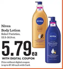 Mariano's Nivea Body Lotion offer