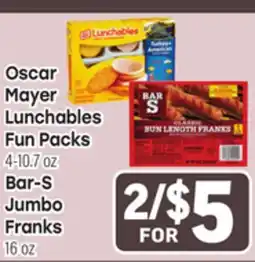 Tony’s Fresh Market Oscar Mayer Lunchables Fun Packs or Bar-S Jumbo Franks offer