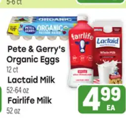 Tony’s Fresh Market Pete & Gerry's Organic Eggs 12 ct, Lactaid Milk 52-64 oz or Fairlife Milk 52 oz offer
