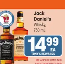 Tony’s Fresh Market Jack Daniel's Whisky offer
