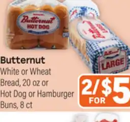 Tony’s Fresh Market Butternut White or Wheat Bread, 20 oz or Hot Dog or Hamburger Buns, 8 ct offer