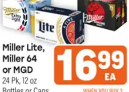 Tony’s Fresh Market Miller Lite, Miller 64 or MGD offer