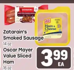 Tony’s Fresh Market Zatarain's Smoked Sausage 14oz Oscar Mayer Value Sliced Ham 16oz offer