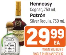Tony’s Fresh Market Hennessy Cognac, 750mL, Patrón Silver Tequila, 750mL offer