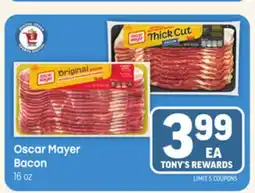 Tony’s Fresh Market Oscar Mayer Bacon offer